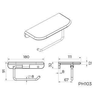 Держатель для туалетной бумаги с полочкой Knotlor PH103RB, бронза
